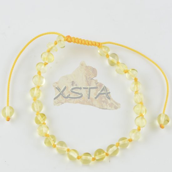 Womens adjustable amber bracelet yellow color